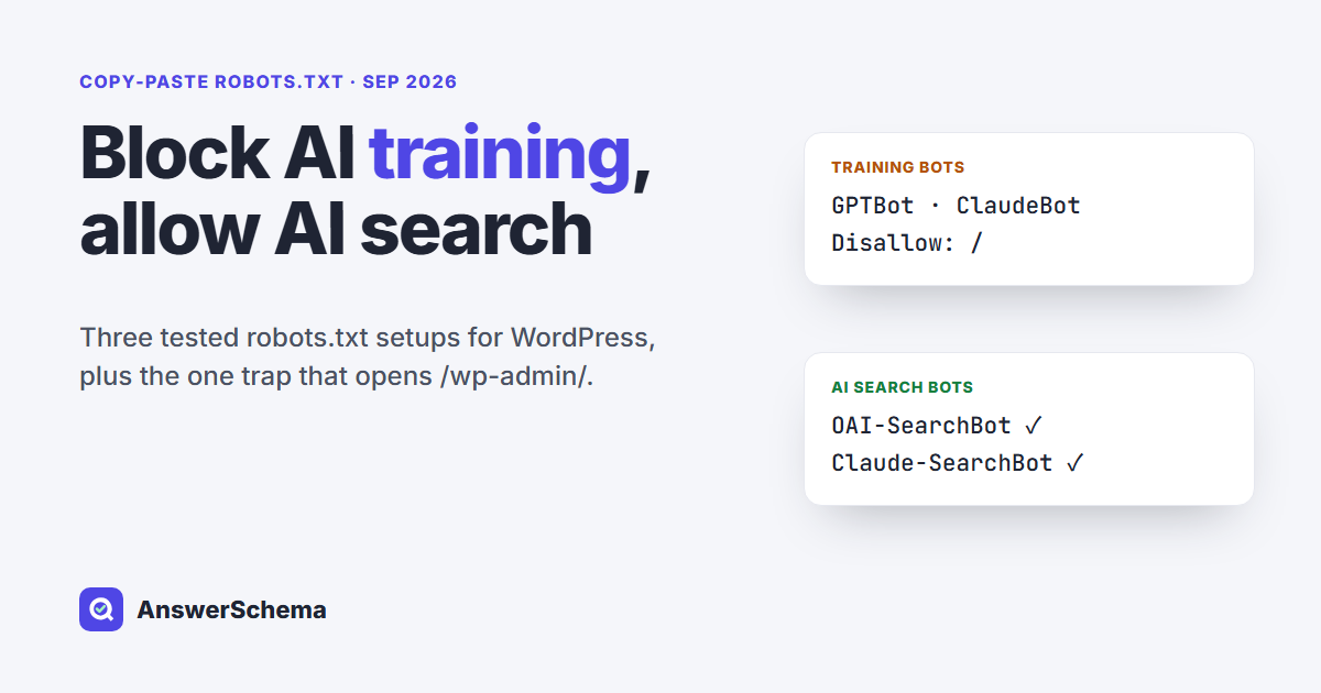 Block AI Training, Allow AI Search: Copy-Paste robots.txt for WordPress
