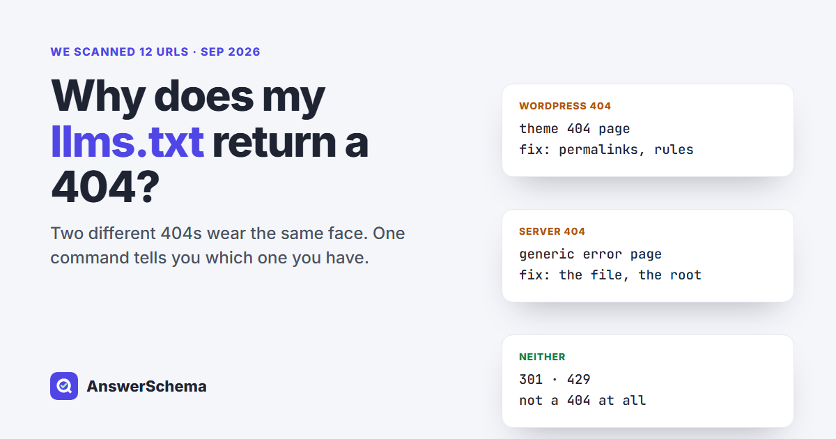 llms.txt 404 in WordPress: Find the Real Cause in One Command
