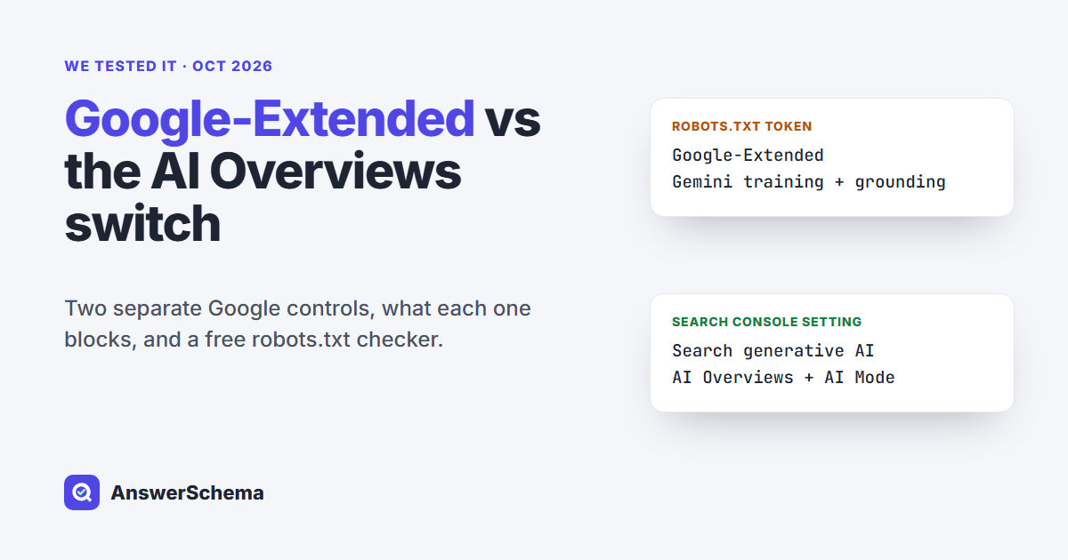 Google-Extended robots.txt token compared with Google's Search generative AI control in Search Console